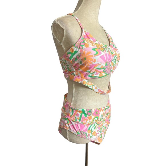 Ninety-Nine Swimsuit 690 Elect Vibe 2 pcs Floral Cut Out Bralette Plus 1X NWT - Picture 8 of 12